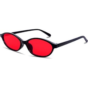 Retro Oval Sunglasses for Women Chic Cat Eye 90s Sunnies Lightweight Narrow Shades Trendy UV protection Sun Glasses