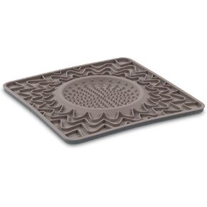 Messy Mutts Framed Silicone Therapeutic Licking Bowl Mat | 9.5" x 9.5" | Slow Feeder Mat for Boredom & Anxiety | Lick Pad for Dogs & Cats | Grey