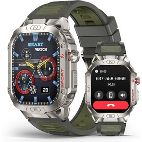 SOUYIE Military Grade Smart Watches for Men LED flashlight, Blood Pressure/Heart Rate/SpO2/Sleep, 500mAh Large capacity battery, Waterproof Rugged Fitness Tracker Compatible with Android and iOS Phone