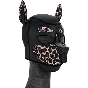 Neoprene Dog Full Face Puppy Mask Removable Pup Hood Halloween Mask (Brown)