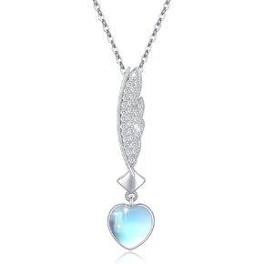 Mermaid Necklace for Women 925 Sterling Silver Mermaid Pendant Necklace with Moonstone Mermaid Jewelry Gift for Women Girls