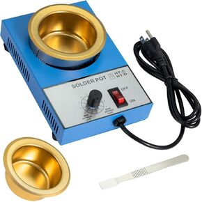 Solder Pot 250W 110V For Electrical Soldering Melt Various Metals Include 2 Pots & 1 Scraper for Welding and Soldering Bath