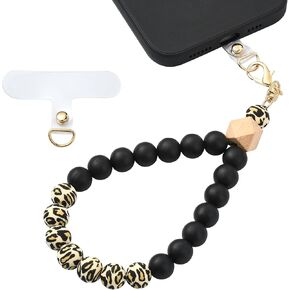 BEEFLYING Silicone Beaded Phone Wrist Strap, Cellphone Lanyard with Tether Tab, Elastic Hands-Free Wristlet Bracelet for Women, Mixed Colors 7