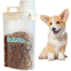 BarkNGo Airtight Dog Food Storage Container - 6.6Ib (3kgs/3Liter) Pet Food Storage Solution with Easy Pour Spout & Measuring Cup - Moisture-Proof Durable Design, Perfect for Dogs and Cats