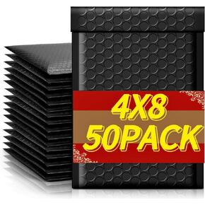 100Pcs 4x8 Inch Poly Bubble Mailer Waterproof Envelopes Shipping Envelopes Bags black padded bubble envelopes for Shipping/Packaging/Mailing Self Seal -Black