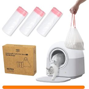 Self-Cleaning Litter Box Automatic Electronic Hands-Free Smart Robot self Cleaning Litter Box Liner(60 Count)- Large 60L Capacity, Safe Anti-Pinch, Odor Control,for Multiple Cats (3 Roll of Liner)