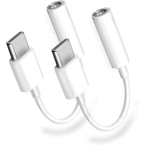 [MFi Certified] iPhone 16 Headphone Adapter, 2 Pack USB Type C to 3.5mm Headphone Jack Aux Audio Cable Dongle Adapter for iPhone 16/16 Plus/16 Pro/16 Pro Max/15/15 Plus/15 Pro/15 Pro Max, iPad Pro