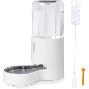 7L Automatic Dog Water Dispenser Bowl, Gravity Pet Water Dispenser with Stainless Steel Bowl, 1.85 Gallon Large Capacity Water Feeder for Dogs Cats（7L Without Filter Black）