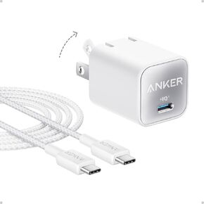 Anker Nano Charger, USB C GaN Charger 30W, PIQ 3.0 Foldable PPS Fast Charger for iPhone 16/15 and More Series, Galaxy, iPad, Compatible with MagSafe