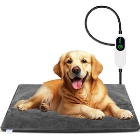 Dog Heating Pad, Waterproof Pet Heating Pad with 9 Heat Settings, Cat Heating Pad Indoor, Heated Pet Mat with Chew Resistant Cord for Winter