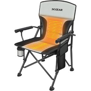 XGEAR Heated Camping Chair Fully Padded Heated Portable Chair, Perfect for Winter Camping, Outdoor Sports, Picnics. Battery NOT Included