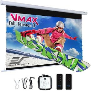 Elite Screens VMAX 3 Tab-Tensioned Series, 100-INCH 16:9, Motorized Projector Screen for Ultra/Standard/Short Projectors Movie Home Theater, VMAXT100XWH3