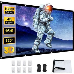 شاشة عرض محمولة 120 بوصة 16:9 قابلة للطي بدقة 4K HD خالية من التجاعيد وخفيفة الوزن، شاشة عرض داخلية وخارجية، شاشة أفلام خفيفة الوزن لمسرح الفناء الخلفي للمنزل in Kuwait