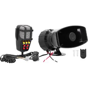 Joyzan Car Siren Speaker, Horn Police Mic PA Speaker System 7 Tone Electric Sound Warning Emergency Alarm Amplifier Microphone Traffic Kit Vehicles Truck UTV ATV Lorry Boat Motorcycle DC 12V 100W