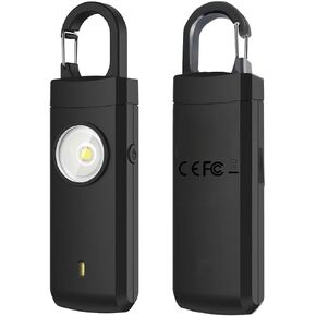 FA FIGHTART USB Rechargeable Personal Alarm for Women Siren with LED Light Button for Men Elderly Keychain Design (Pink)