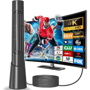 TV Antenna, 1000+ Miles Long Range Digital HDTV Antenna for Smart TV Indoor with Signal Smart IC, 360° Reception TV Antenna for Local Channels, VHF UHF TV Antenna for TV with 18FT Coax HDTV Cable