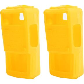 حافظة واقية، قطعتان من حافظة جهاز Walky Talky الصغيرة المصنوعة من السيليكون، حافظة مطاطية ناعمة محمولة وغطاء من السيليكون مناسب لحماية الراديو ثنائي الاتجاه UV‑5R (أصفر)