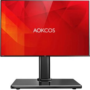 Universal Swivel TV Stand for 27-55 inch TVs, Height Adjustable Table Top TV Stand Base with Tilt, TV Stand Mount with Tempered Glass Base for Living Room, Holds up to 88lbs, MAX VESA 400x400mm