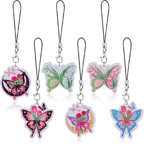 BEEFLYING 4-8 Pcs Phone Charms Aesthetic Y2K Cute Animal Charm Straps Cell Phone Pendants Accessories for Bag Keychain Camera Wallet Mixed Styles