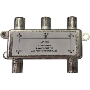 4-Way Splitter 5-2400MHz for Satellite/Cable TV and Internet, CATV Antenna System