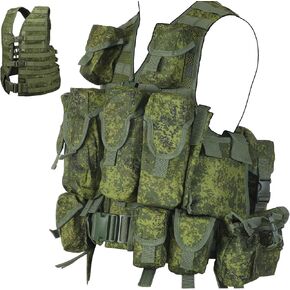 Replica Russia Tactical Vest,Molle Outdoor Vest with Detachable Pouches,EMR Green Camo Hunting Vest