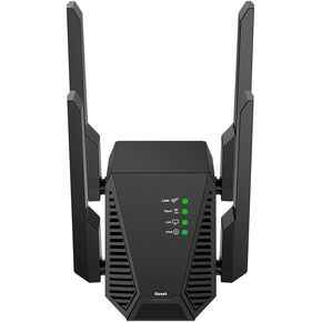 Wireless WiFi Repeater, Wireless Signal Booster Range Up to 1007 Sq Ft and 10 Devices, Portable Repeater with Ethernet Port, 360° Coverage, Enhance Signal Quality for Home, Black, RP2801