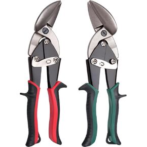 Aviation Tin Snips Set, Straight Heavy Duty Left and Right Tin Cutting Shears, 3-Piece Metal Cutters With Comfort Grips and Safety Latch