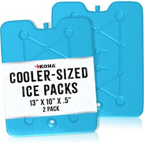(2 pack) 13" x 10" Ice Packs for Coolers (2 lbs), Slim Ice Packs, Blue Ice Packs for Coolers, Reusable Ice Packs, Freezer Packs for Coolers, Cold Packs Reusable, Cooler Freezer Ice Packs, Ready to Use