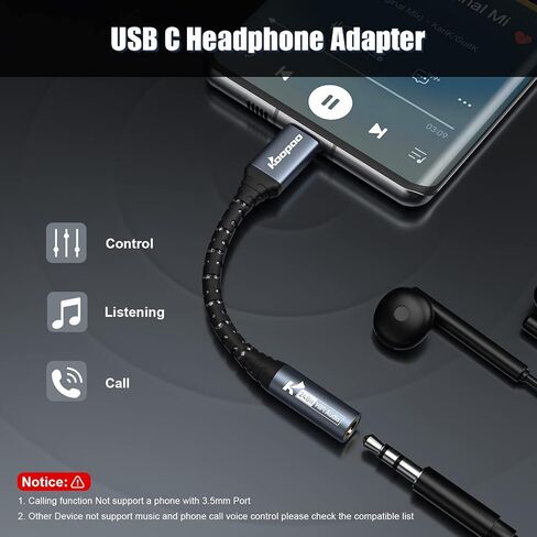KOOPAO USB Type C to 3.5mm Audio Adapter, Supports Stereo and Wired Headphones in Saudi Arabia