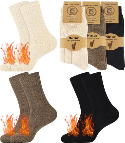 5 Pairs Alpaca Socks Women Wool Socks for Women Thermal Socks Winter Socks Warm Socks Cozy Socks Thick Socks Women Socket Set Boot Socks Birthday Gifts for Women in Saudi Arabia