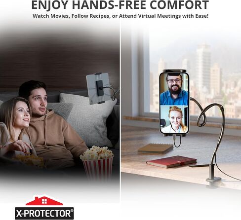 X-Protector Tablet Stand for 4.7" - 14" Devices - Premium Tablet Holder for Bed with Cable Clips - Tablet Mount Compatible with IPad Air/Pro/Mini, Amazon Kindle/Fire HD, iPhone, and Many Other! in Saudi Arabia