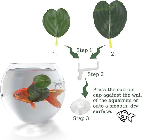 3 Pcs Betta Fish Leaf Pad Betta Fish Tank Accessories Aquarium Décor Simulating The Natural Habitat for Betta Spawning Grounds Breeding Resting Bed with Plastic Suction Cup in Saudi Arabia