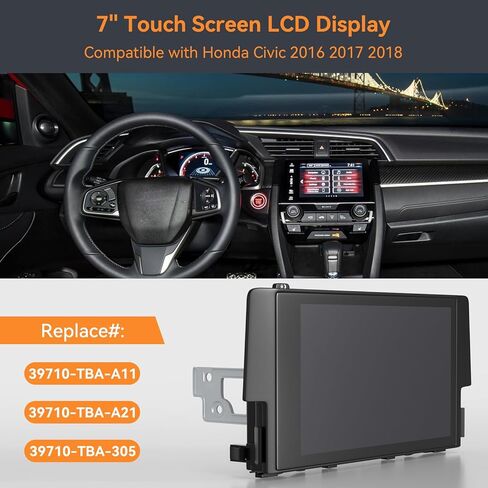 بروس آند شارك 7 بوصة تعمل باللمس عرض الملاحة محول الأرقام راديو يناسب هوندا سيفيك 2016 2017 2018 استبدال # 39710-TBA-A11 39710-TBA-A21 39710-TBA-305 in Kuwait