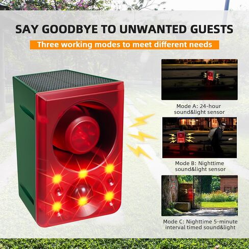 Solar Outdoor Motion Sensor Alarm with Dog Barking Sound,130db Motion Detector Alarm with Siren Light for Yard,Home,Chicken Coop,Villa,Farm,Barn in Saudi Arabia