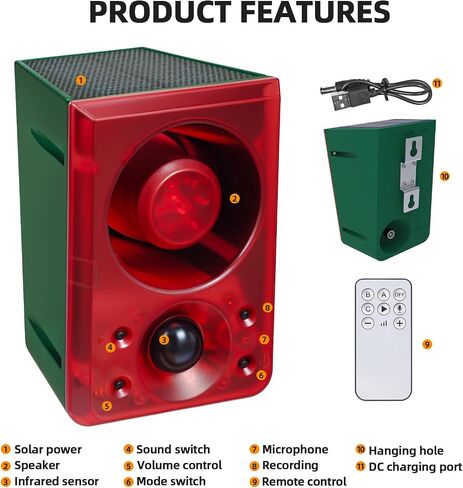 Solar Outdoor Motion Sensor Alarm with Dog Barking Sound,130db Motion Detector Alarm with Siren Light for Yard,Home,Chicken Coop,Villa,Farm,Barn in Saudi Arabia