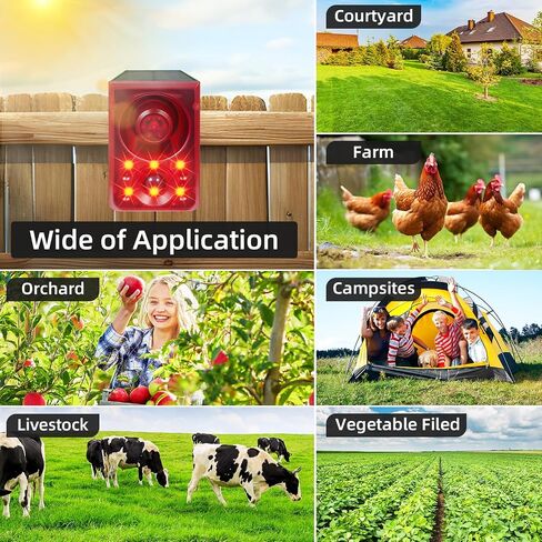 Solar Outdoor Motion Sensor Alarm with Dog Barking Sound,130db Motion Detector Alarm with Siren Light for Yard,Home,Chicken Coop,Villa,Farm,Barn in Saudi Arabia