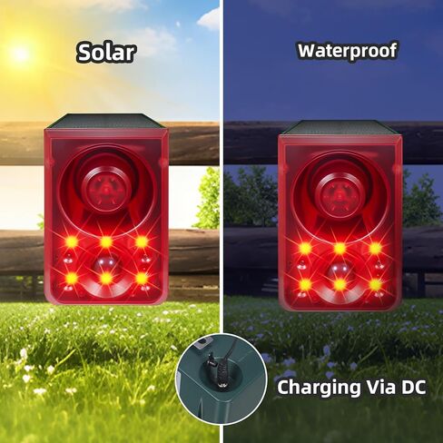 Solar Outdoor Motion Sensor Alarm with Dog Barking Sound,130db Motion Detector Alarm with Siren Light for Yard,Home,Chicken Coop,Villa,Farm,Barn in Saudi Arabia