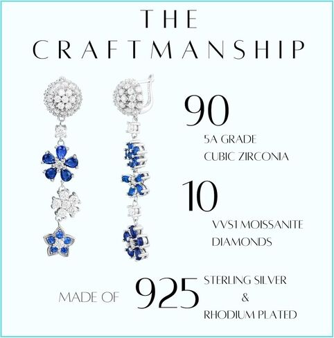 Lavender Amethyst Purple Pink Rose Womens Earrings Jewelry - Cubic Zirconia Dangle Earrings - Rhodium Plated - Sterling Silver - 5A Grade Clarity - CZ Earrings for Women in Saudi Arabia