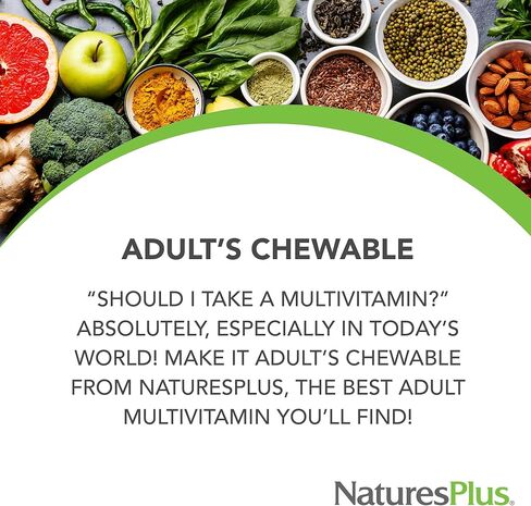 Natures Plus الفيتامينات المتعددة القابلة للمضغ للبالغين - 180 قرصًا نباتيًا - نكهة الأناناس - مكمل غذائي طبيعي كامل للصحة العامة والطاقة - خالي من الغلوتين - 180 وجبة in Saudi Arabia