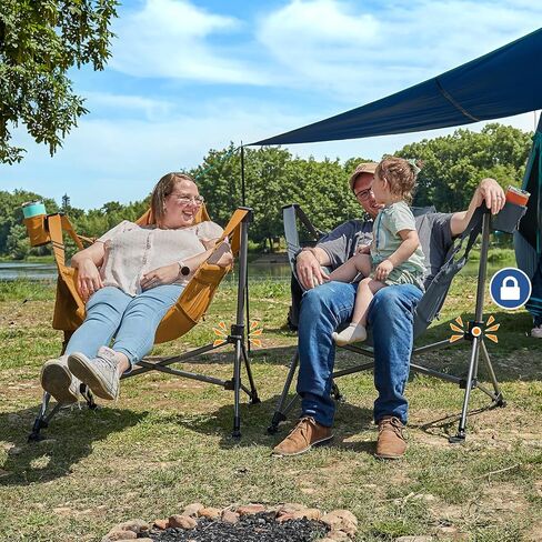 TIMBER RIDGE Heated Hammock Camping Chair, Oversized Swinging Hammock Chair with Adjustable Back and Seat, Rocking Camping Chair for Outdoor Lawn, Sports, Supports 400lbs (Power Bank not Included) in Kuwait