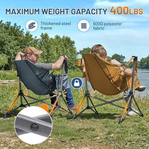 TIMBER RIDGE Heated Hammock Camping Chair, Oversized Swinging Hammock Chair with Adjustable Back and Seat, Rocking Camping Chair for Outdoor Lawn, Sports, Supports 400lbs (Power Bank not Included) in Kuwait