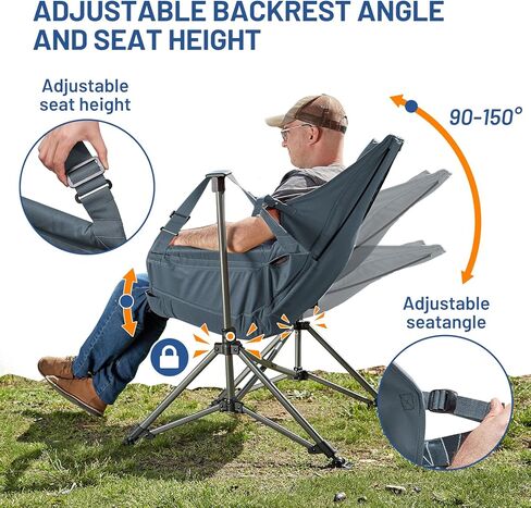 TIMBER RIDGE Heated Hammock Camping Chair, Oversized Swinging Hammock Chair with Adjustable Back and Seat, Rocking Camping Chair for Outdoor Lawn, Sports, Supports 400lbs (Power Bank not Included) in Kuwait