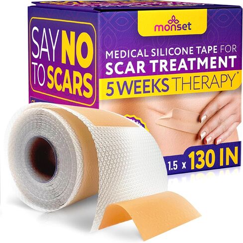 Silicone Scar Tape for Comprehensive Scar Care - Scar Treatment for Surgical Scars, C-Section, Keloid Bump Removal - Extra Long Roll for Extended Use - 130 x 1.5 inch in Saudi Arabia