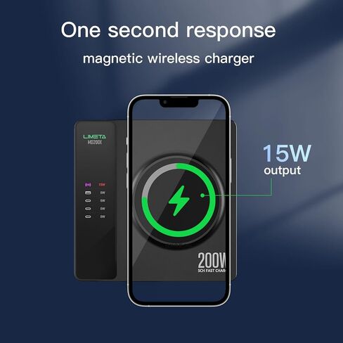 شاحن لاسلكي 200 واط - محطة شحن لاسلكية 5 في 1 - حامل شاحن لاسلكي سريع لأجهزة iPhone وAirPods - لجهاز MacBook Pro/Air، iPad، iPhone، Galaxy - شاشة LCD (MD200X 140W Max) in Saudi Arabia