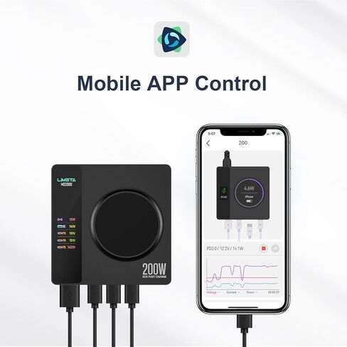شاحن لاسلكي 200 واط - محطة شحن لاسلكية 5 في 1 - حامل شاحن لاسلكي سريع لأجهزة iPhone وAirPods - لجهاز MacBook Pro/Air، iPad، iPhone، Galaxy - شاشة LCD (MD200X 140W Max) in Saudi Arabia