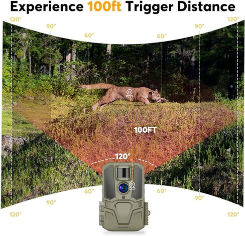 WOSPORTS Trail Camera, Full Color Night Vision Game Camera, Night for Color Hunting Camera, 48MP 4K Deer Camera, 100ft IP65 Waterproof 2.0''LCD for Outdoor Wildlife Monitoring (H29-B) in Saudi Arabia