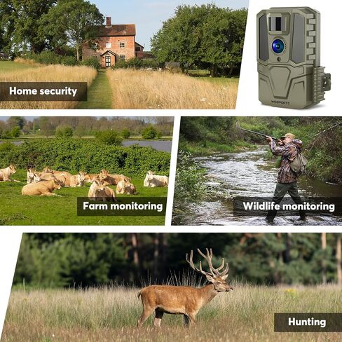 WOSPORTS Trail Camera, Full Color Night Vision Game Camera, Night for Color Hunting Camera, 48MP 4K Deer Camera, 100ft IP65 Waterproof 2.0''LCD for Outdoor Wildlife Monitoring (H29-B) in Saudi Arabia