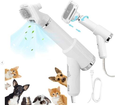 Pet Grooming, LIFEES pet hair dryers for dogs, 3-in-1 pet dog dryer quiet dog hair dryers and comb brush grooming, 300 Watts, Portable, Adjustable Temperature (Detachable - long) in Saudi Arabia
