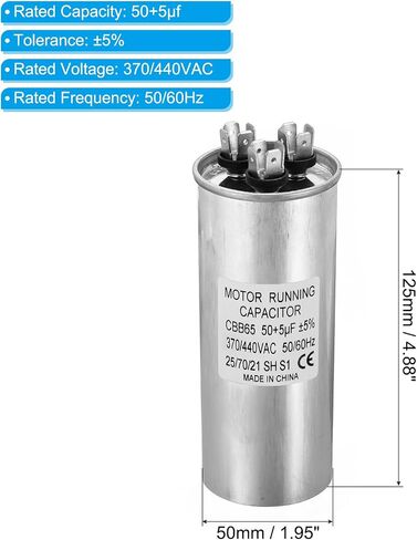 PATIKIL 45+5uF ±5% 45/5MDF 370/440V AC Fan Start Capacitor, CBB65 Circular Dual Run Capacitor for AC Motor Run Air Conditioner Cool Heat Pump Condenser Straight in Saudi Arabia