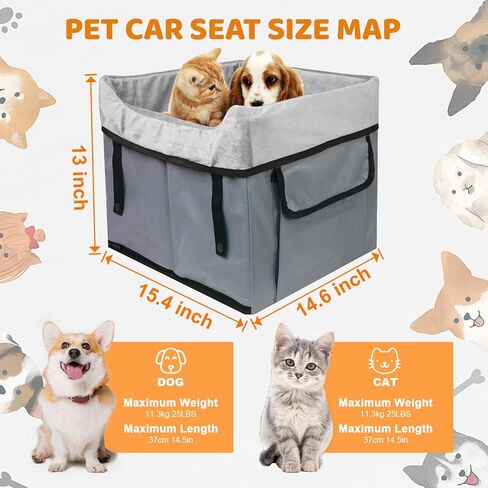Eunice Small Dog Car Seat, Washable Detachable and Portable Dog Booster Car Seat with Clip-on Safety Leash, Puppy Car Seats with Storable Bottom Layer - Up to 25 lbs in Saudi Arabia